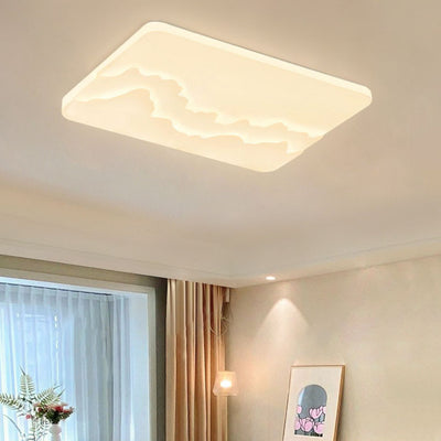 Modern Minimalist Wave Round Square Rectangle Acrylic LED Flush Mount Ceiling Light For Bedroom