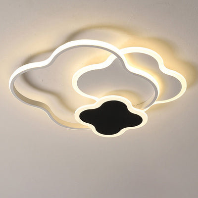 Contemporary Nordic Metal Acrylic Cloud Four-Leaf Clover LED Flush Mount Ceiling Light For Bedroom