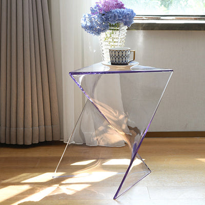 Table d'appoint en plastique triangulaire irrégulier minimaliste moderne pour salon 