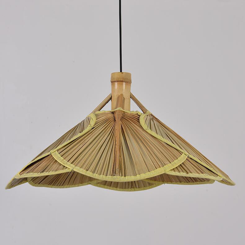 Contemporary Creative Bamboo Woven Fan 1-Light Pendant Light For Dining Room