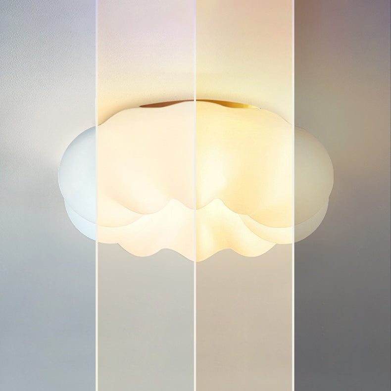 Contemporary Nordic Cloud Shape PE Copper LED Flush Mount Ceiling Light For Living Room