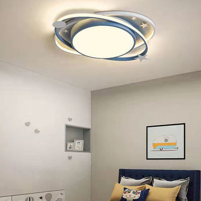 Modern Art Deco Starry Night Round Oval Acrylic Aluminum LED Flush Mount Ceiling Light For Bedroom