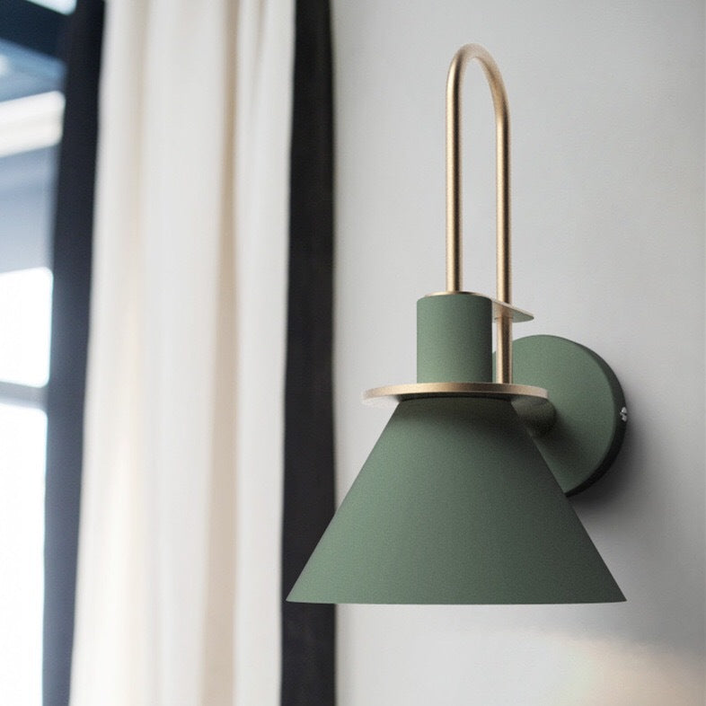 Contemporary Scandinavian Macaron Horn Iron 1-Light Wall Sconce Lamp For Hallway