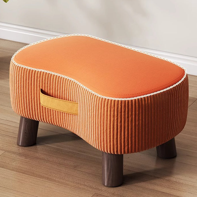 Contemporary Creative Round Velvet Upholstered Portable Footstool Low Stool For Living Room