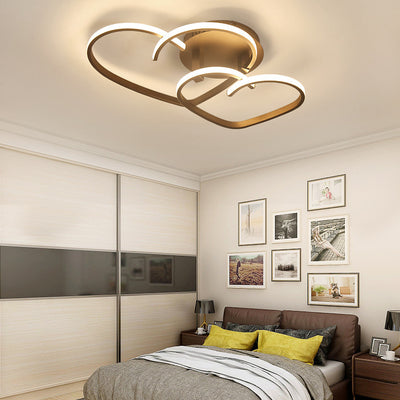 Contemporary Creative Heart Shape Acrylic Strip Iron LED Semi-Flush Mount Ceiling Light For Living Room