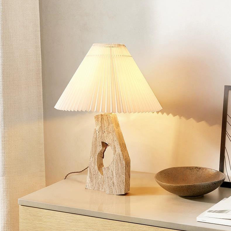 Contemporary Creative Dome Stone Fabric 1-Light Table Lamp For Study