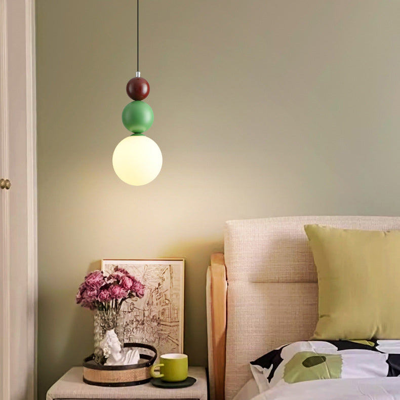 Contemporary Creative Orb Hardware Glass 1-Light Pendant Light For Bedroom