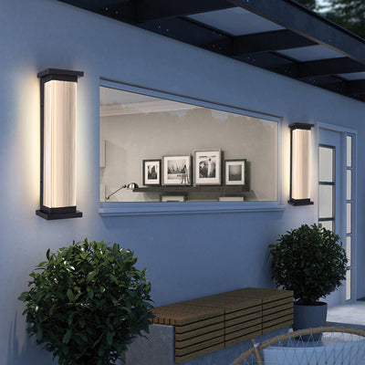 Modern Minimalist Waterproof Striped Rectangle Stainless Steel Acrylic Wall Sconce Lamp For Outdoor Patio