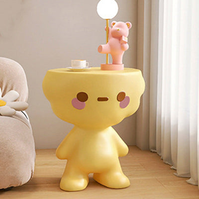 Modern Art Deco Kids Round Cartoon Character Resin End Table For Living Room