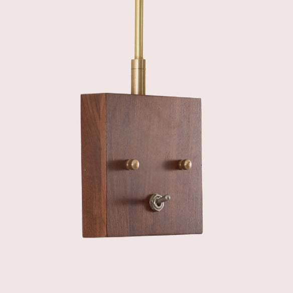 Contemporary Retro Square Cone All Copper Wood Glass 1-Light Wall Sconce Lamp For Living Room