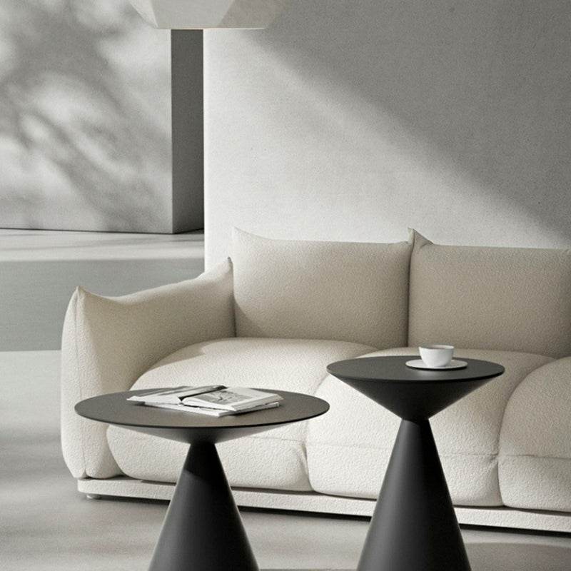 Modern Minimalist Round Cone Aluminum Metal End Table 1-Tier For Living Room