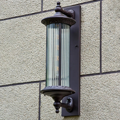 Lampe murale à un feu en cylindre de verre en aluminium étanche rétro contemporain pour jardin 