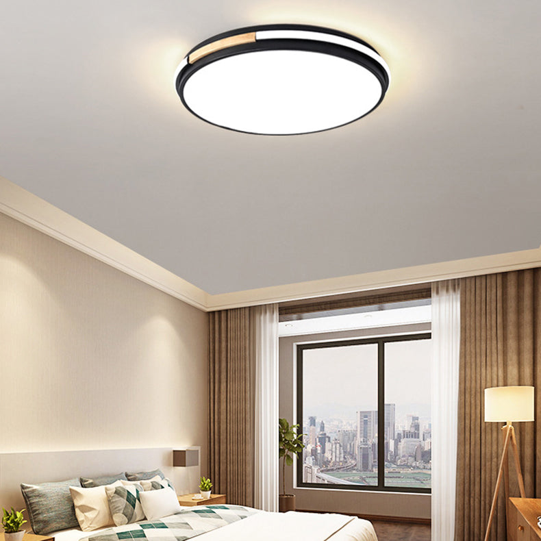 Modern Minimalist Round Circle Iron Acrylic LED Flush Mount Ceiling Light For Bedroom