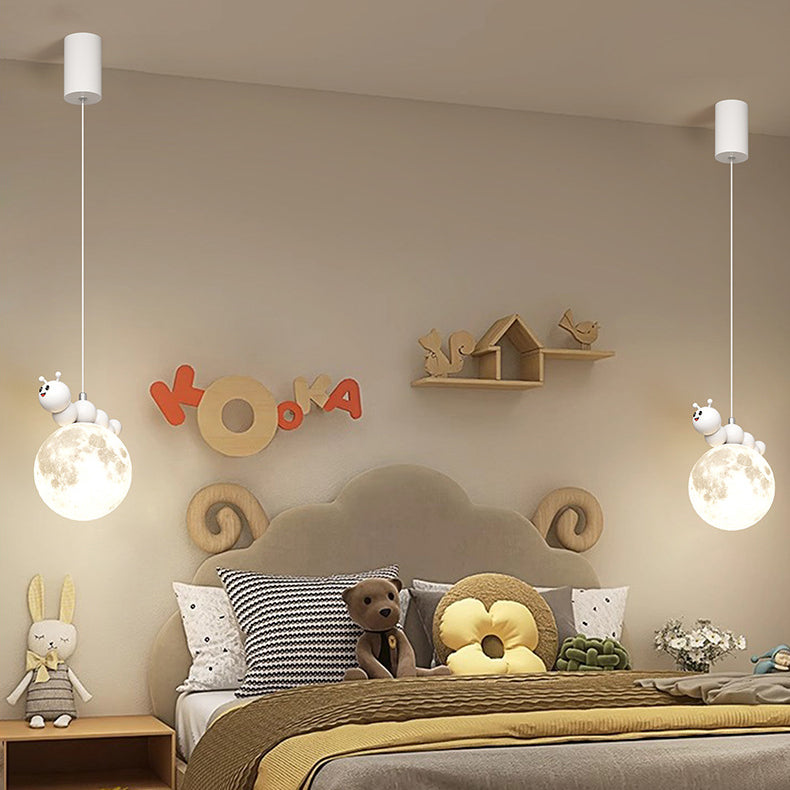 Contemporary Creative Cartoon Resin Caterpillar Flower Bud Shade LED Pendant Light For Bedroom