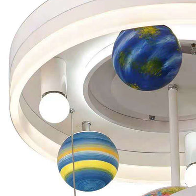 Contemporary Creative Kids Round Orb Globe Hardware Acrylic LED Flush Mount Ceiling Light For Bedroom