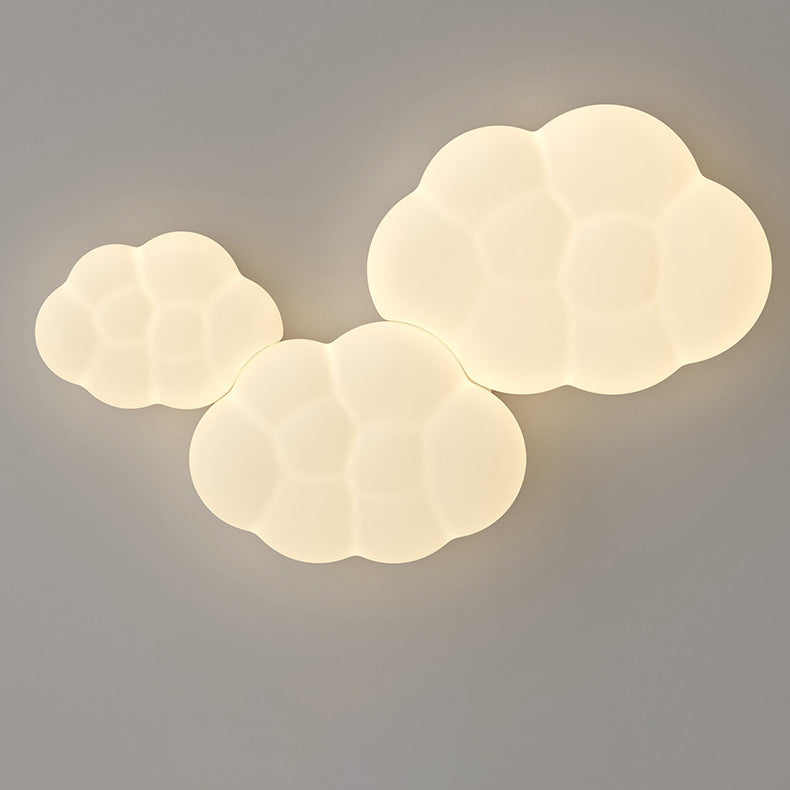 Contemporary Scandinavian Iron PE Cloud Shade LED Flush Mount Ceiling Light For Bedroom