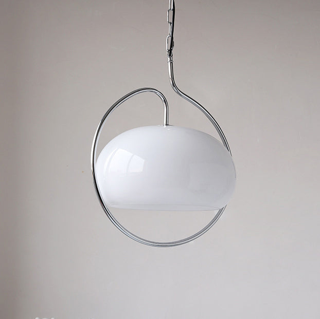 Contemporary Retro Oval Iron Glass 1-Light Pendant Light For Living Room