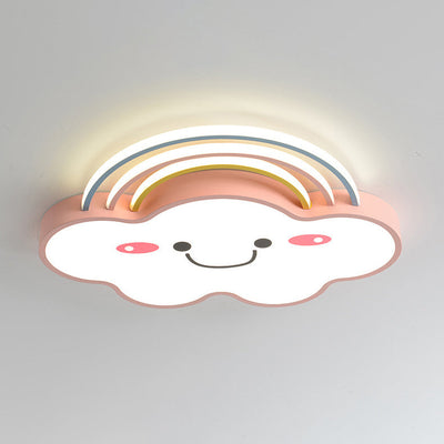 Contemporary Creative Rainbow Cloud Acrylic Shade LED Flush Mount Ceiling Light For Bedroom