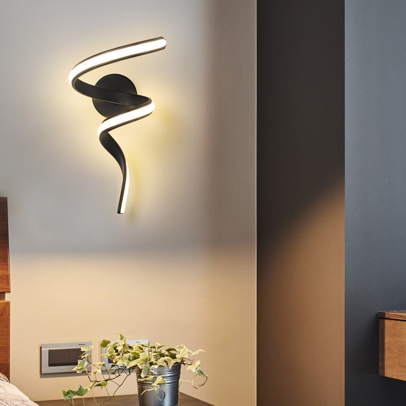 Contemporary Creative Spiral Iron Aluminium Silicone LED Wall Sconce Lamp For Living Room