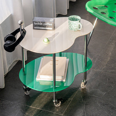 Contemporary Nordic Cloud Shape Acrylic Movable Side Table 2-Tier Casters For Living Room