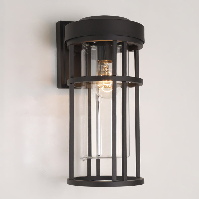 Contemporary Simplicity Aluminum Glass Cylinder 1-Light Outdoor Wall Sconce Lamp For Garden