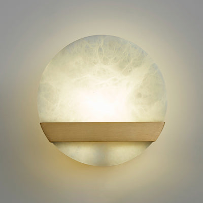 Contemporary Luxury Copper Marble Round V Letter LED Wall Sconce Lamp For Hallway