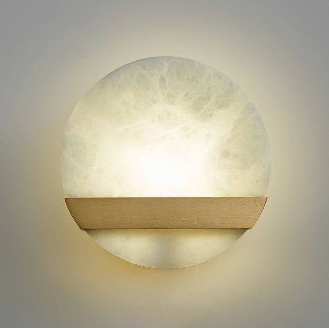 Contemporary Luxury Copper Marble Round V Letter LED Wall Sconce Lamp For Hallway