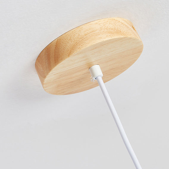 Modern Minimalist Rubberwood Cylinder Spotlight LED Pendant Light For Bedroom