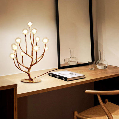 Contemporary Scandinavian Branch Polymer Metal Glass 8/12 Light Table Lamp For Bedroom