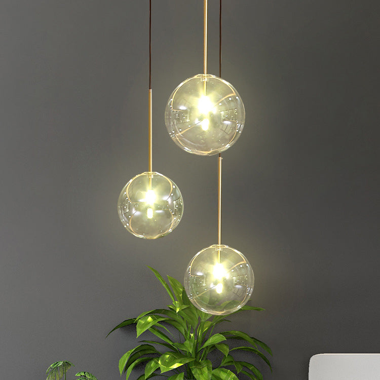 Modern Minimalist Round Ball Bubble Iron Glass 1-Light Pendant Light For Study