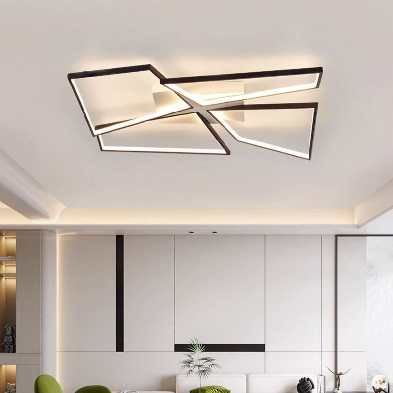 Modern Minimalist Triangle Patchwork Square Rectangle Aluminum Iron Silicone LED Flush Mount Ceiling Light For Bedroom