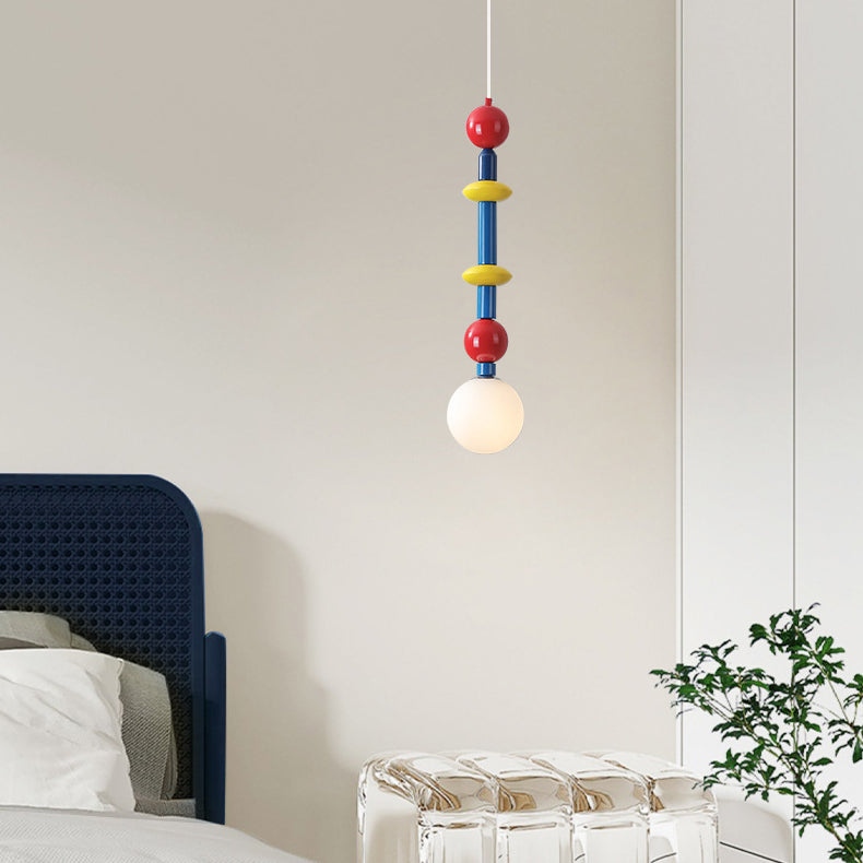 Contemporary Scandinavian Stained Fruit Glass Iron 1-Light Pendant Light For Bedroom