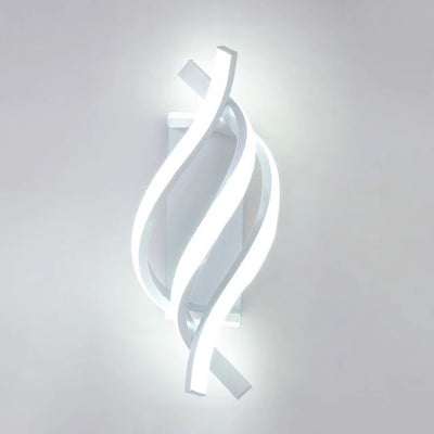 Modern Minimalist Spiral Line Aluminium Acrylic Silicone LED Wall Sconce Lamp For Bedroom