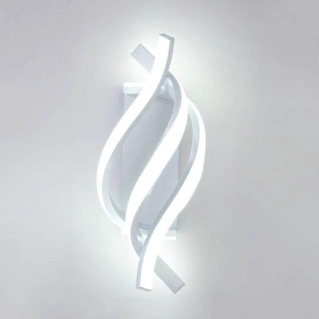 Modern Minimalist Spiral Line Aluminium Acrylic Silicone LED Wall Sconce Lamp For Bedroom