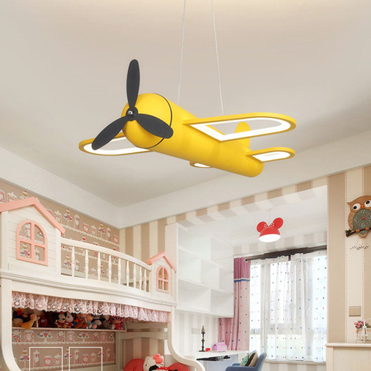 Contemporary Creative Airplane Iron Acrylic LED Pendant Light For Bedroom