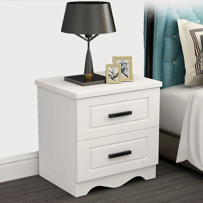 Modern Minimalist Rectangular Desktop Metal Artificial Panel Nightstand 2-Drawer For Bedroom