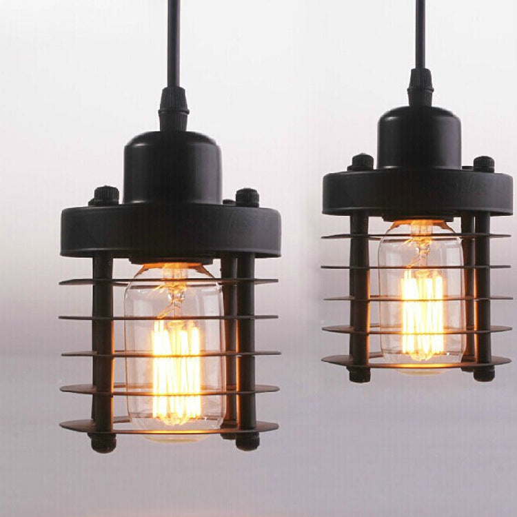 Contemporary Industrial Cylinder Hollow Out Iron 1-Light Pendant Light For Living Room