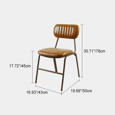 Contemporary Industrial Leather Iron Square Elliptical Stripe Dining Chair Backrest Footrest For Dining Room