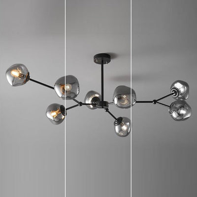 Contemporary Creative Lava Orb All Copper Glass 3/5/8 Light Chandelier For Living Room