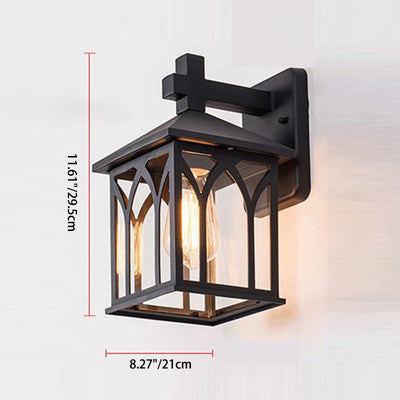 Traditional European Waterproof Aluminum Glass Cubic 1-Light Wall Sconce Lamp For Garden