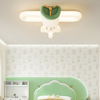 Modern Simplicity Kids Iron PE Plane LED Flush Mount Ceiling Light For Bedroom