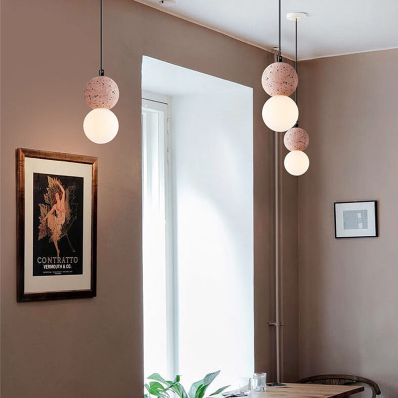 Contemporary Scandinavian Orb Terrazzo 1-Light Pendant Light For Bedroom