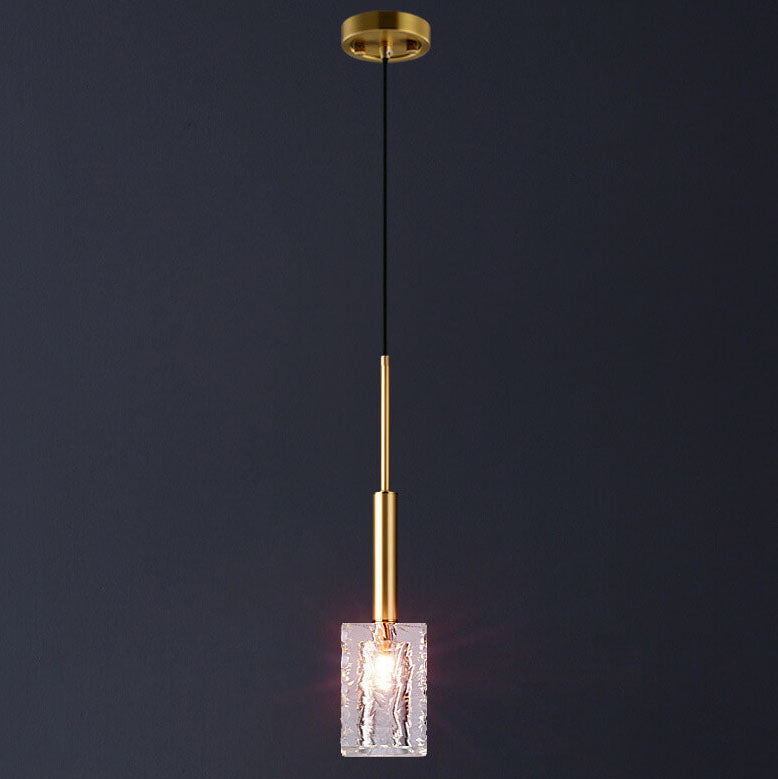 Nordic Light Luxury Crystal Square Copper 1-Light Pendant Light