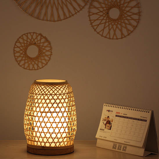 Traditional Rustic Bamboo Cage Shape 1-Light Table Lamp For Bedroom