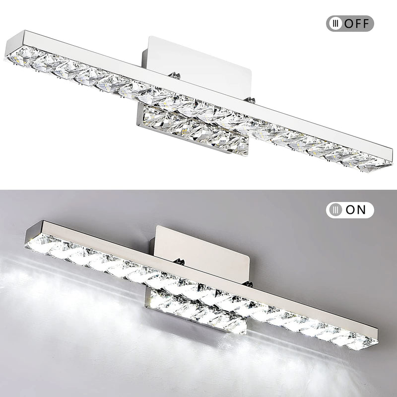 Modern Luxury Strip Rectangular Rotatable Stainless Steel Crystal LED Wall Sconce Lamp Vanity Light For Bathroom