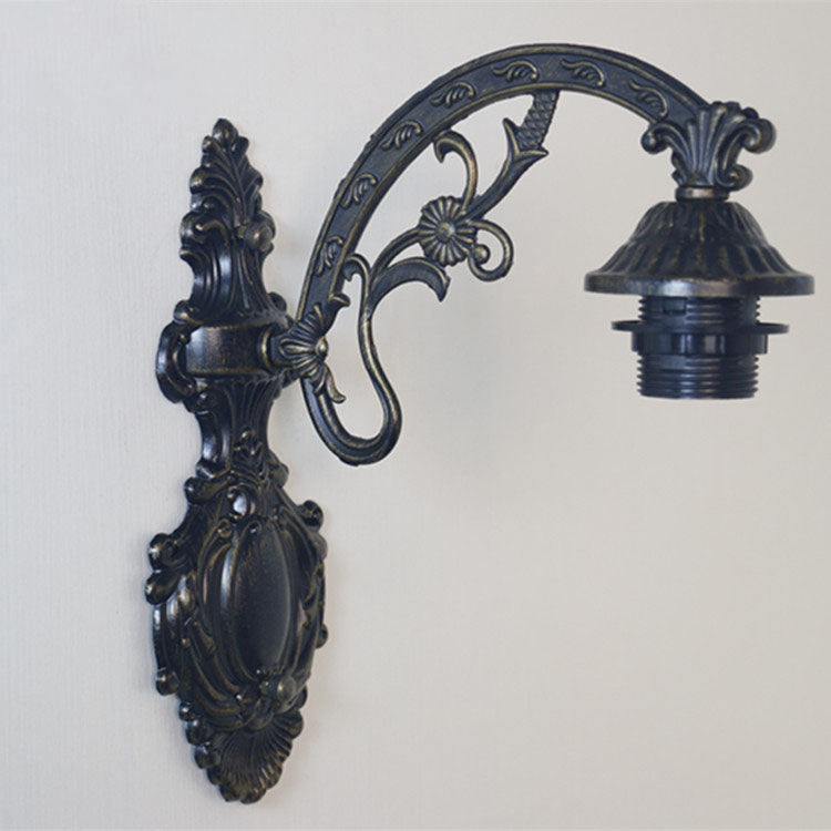 Traditional Tiffany Half Ball Floral Hanging Rod Iron Glass 1-Light Wall Sconce Lamp For Bedroom