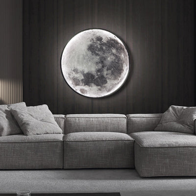 Contemporary Creative Round Moon Aluminum Acrylic LED Wall Sconce Lamp For Living Room