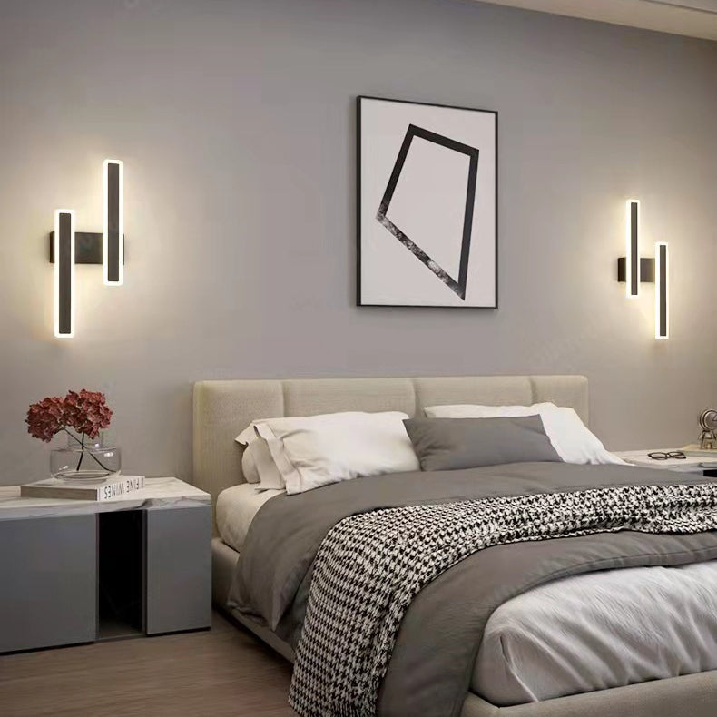 Modern Minimalist Geometric Strip Acrylic Hardware LED Wall Sconce Lamp For Bedroom