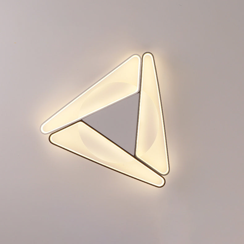 Contemporary Simplicity Aluminum Geometric Triangle Silicone LED Flush Mount Ceiling Light For Living Room