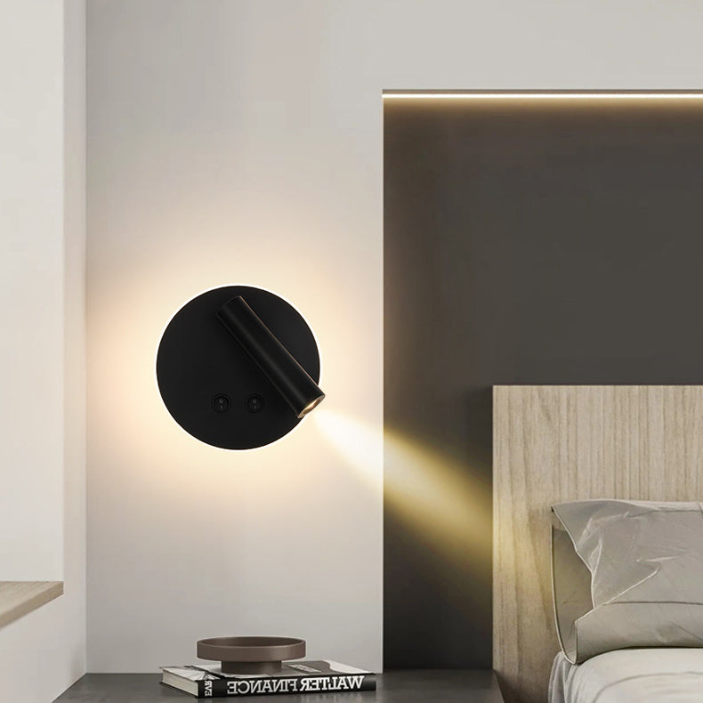 Modern Minimalist Rectangular Round Iron Aluminum LED Wall Sconce Lamp For Bedroom